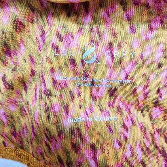 Lou & Grey Pants Womens L Orange Coral Multi Petaled Feel Good Pocket Leggings - Picture 3 of 10